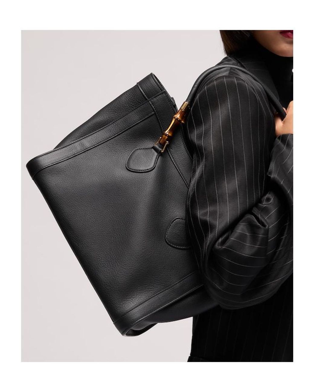 Gucci Black Bamboo Tote Medium Bag