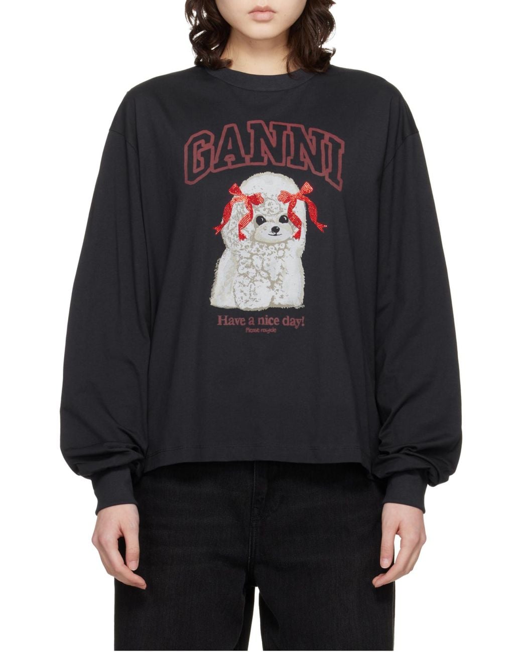 Ganni Blue Poodle Long-Sleeved Sweatshirt