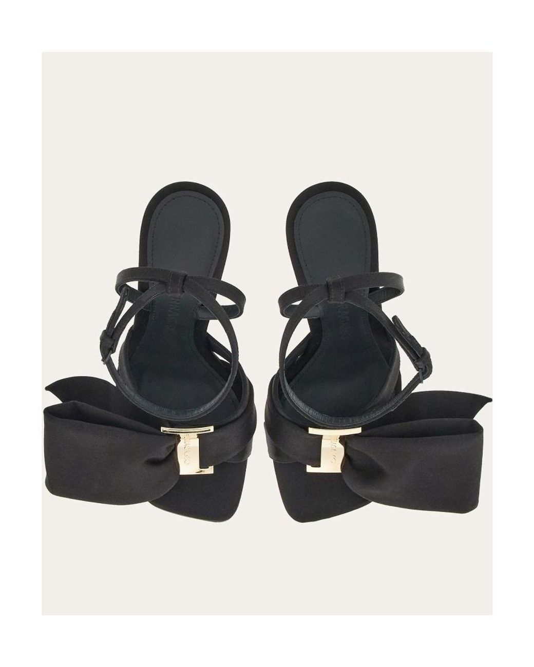 Ferragamo Black Asymmetrical Bow High-Heeled Sandals
