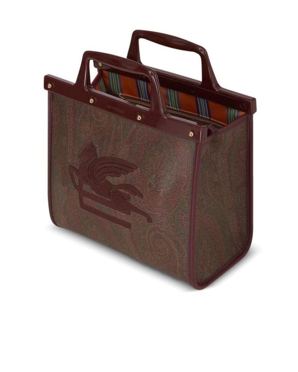 Etro Brown Logo Embroidered Paisley-Printed Tote Bag
