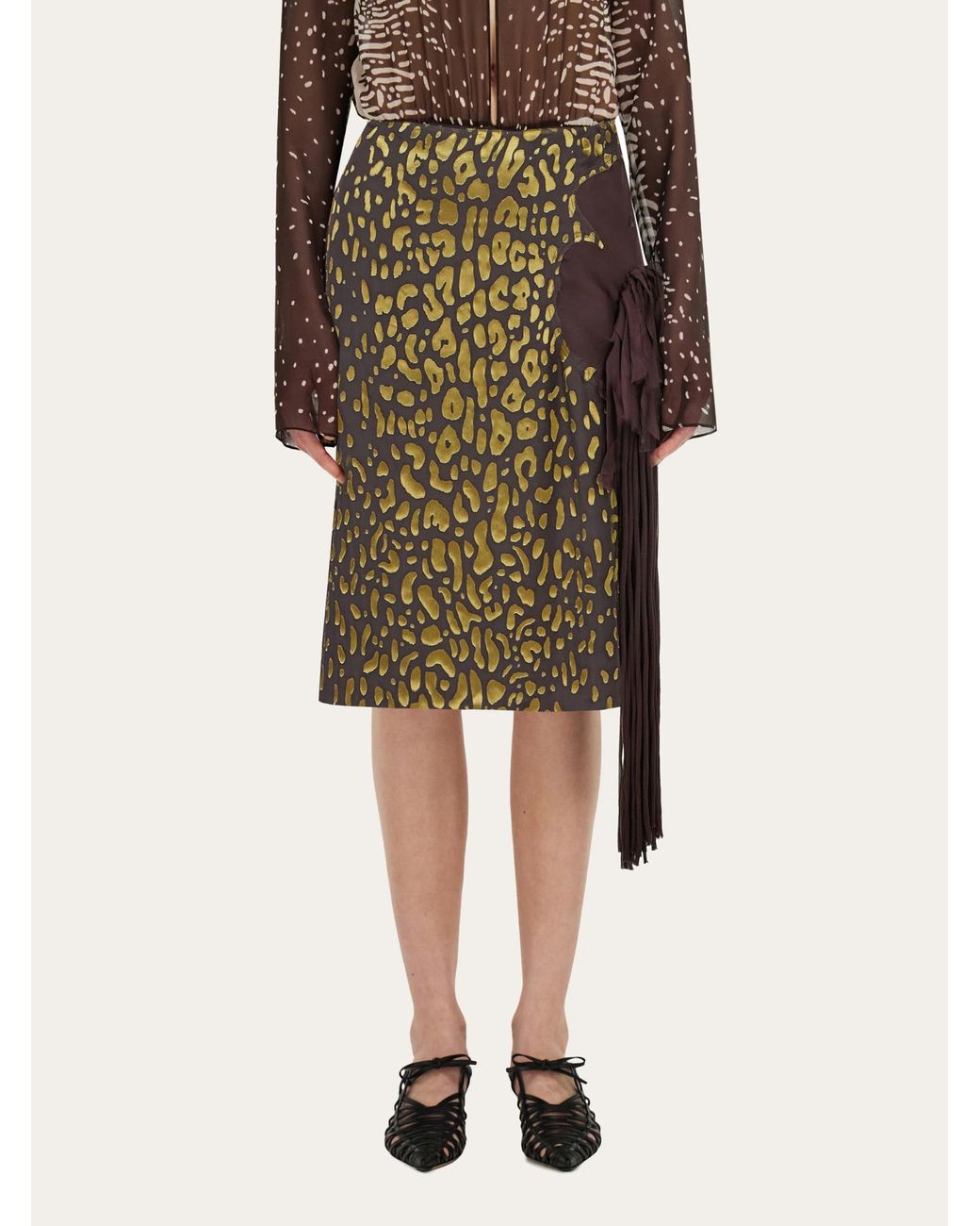 Ferragamo Green Skirt With Flower Detail