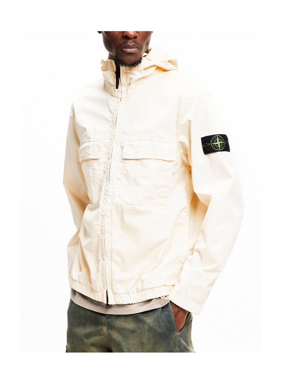 Stone Island White Twill Jacket for men