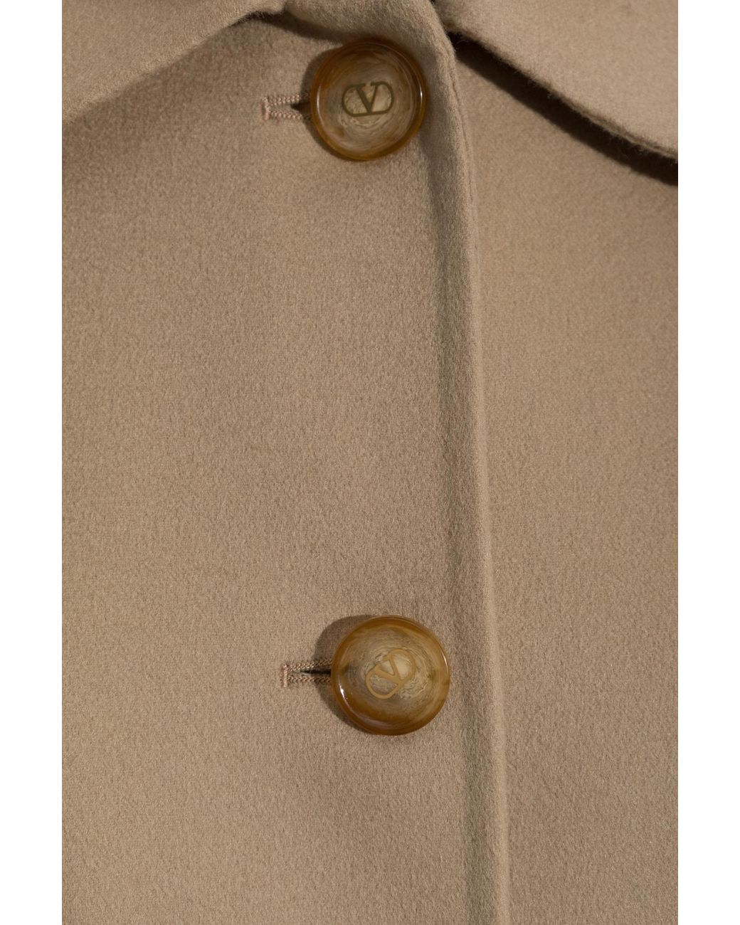 Valentino Natural Single-Breasted Straight Hem Coat