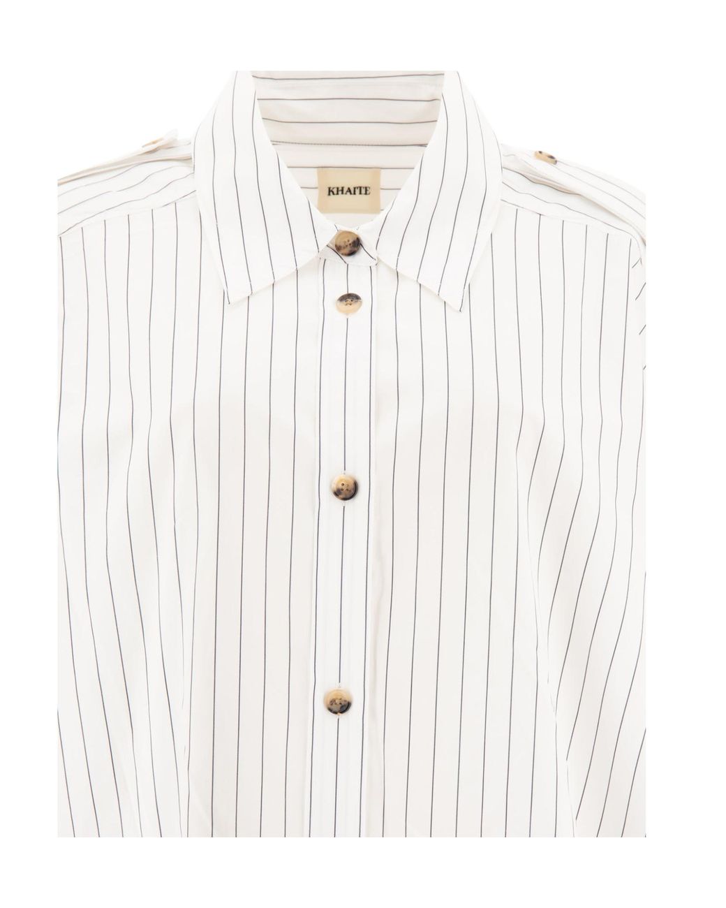 Khaite White The Tamal Striped Button-Up Shirt