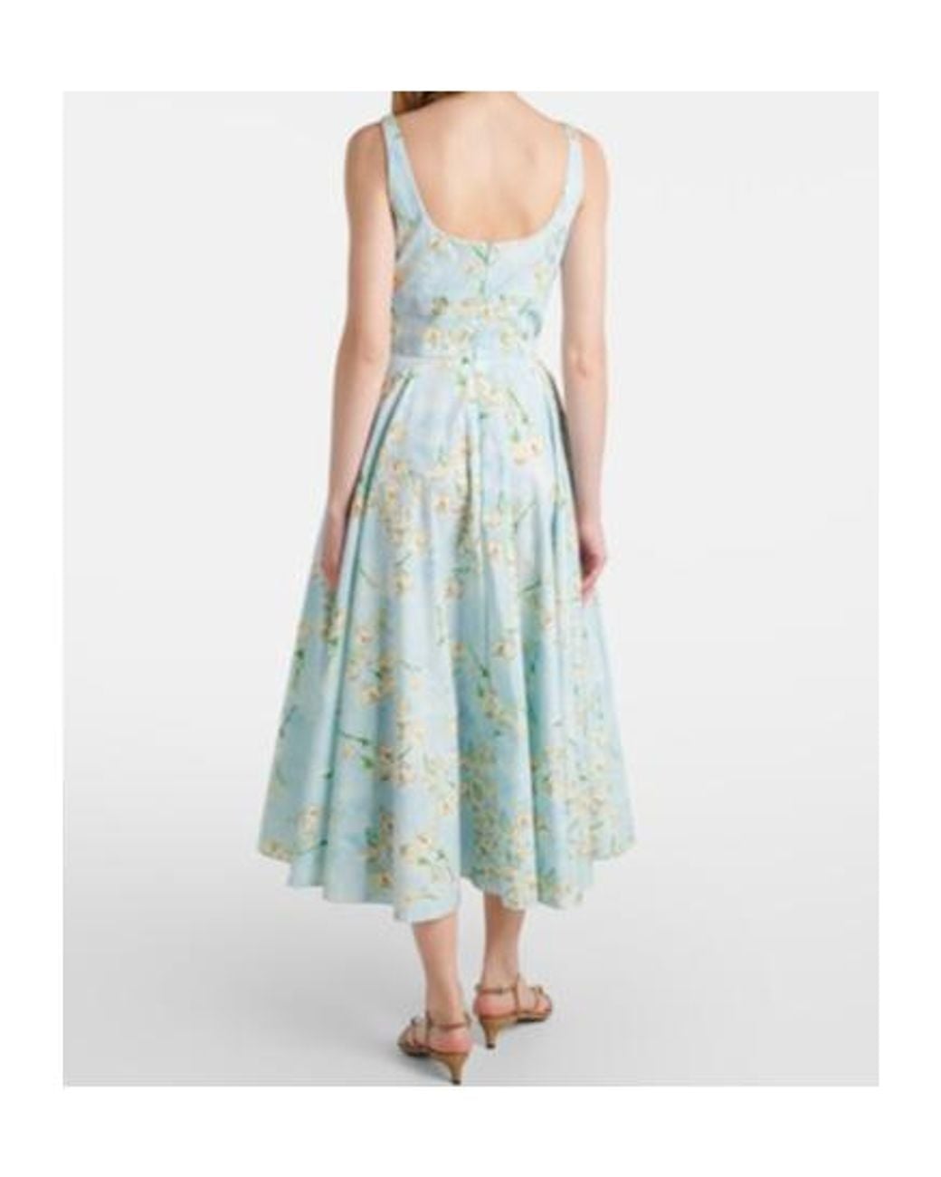 Emilia Wickstead Blue Mona Floral Cotton Midi Dress