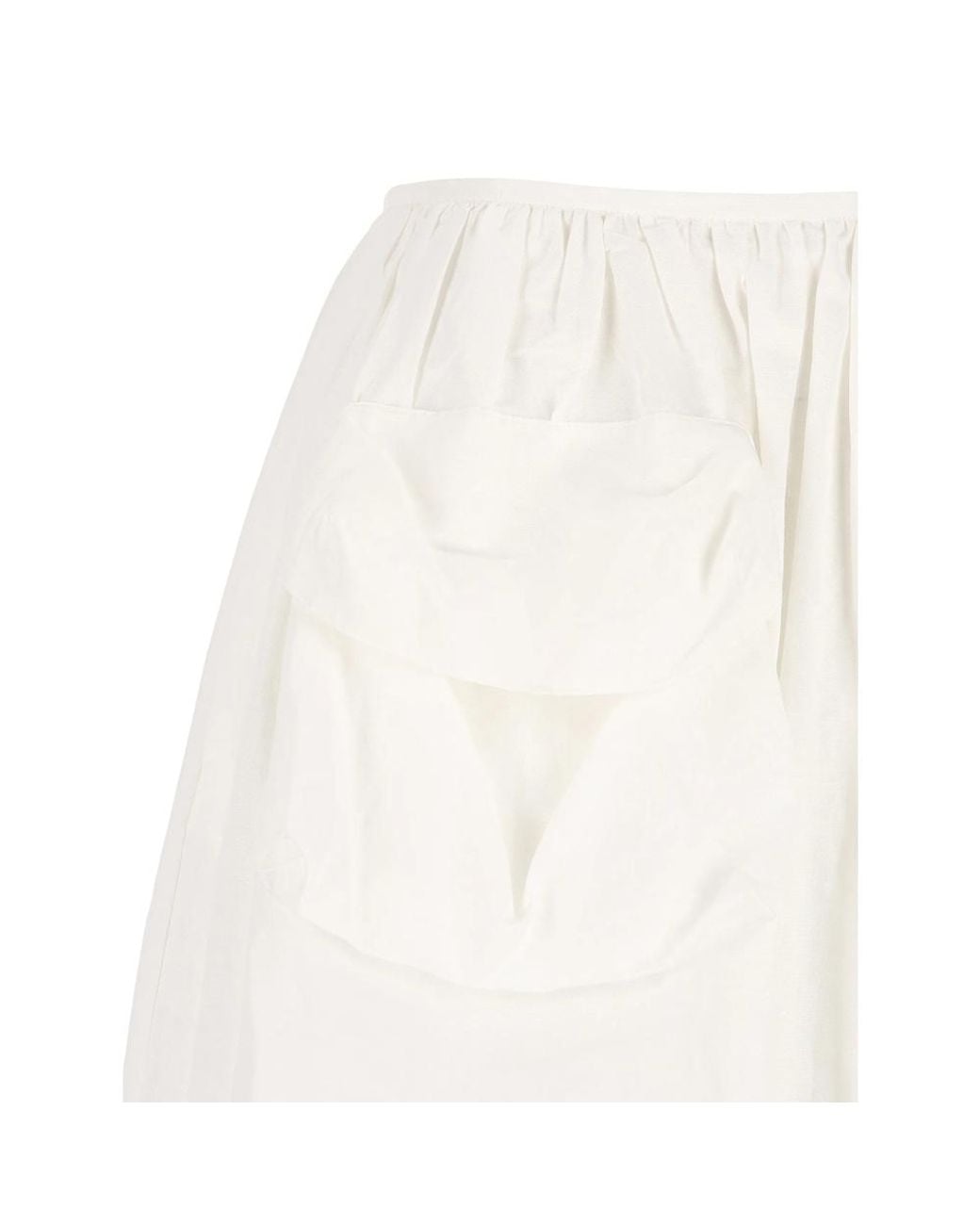 Miu Miu White Flap-Pocket Midi Skirt