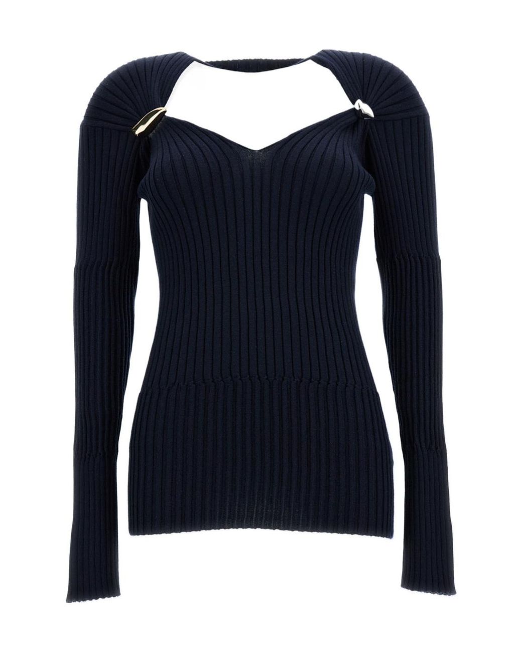 Bottega Veneta Blue Ribbed Knit Jumper