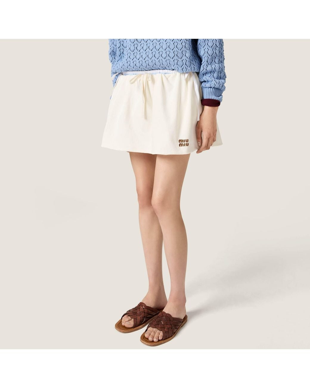 Miu Miu White Gathered Mini Skirt