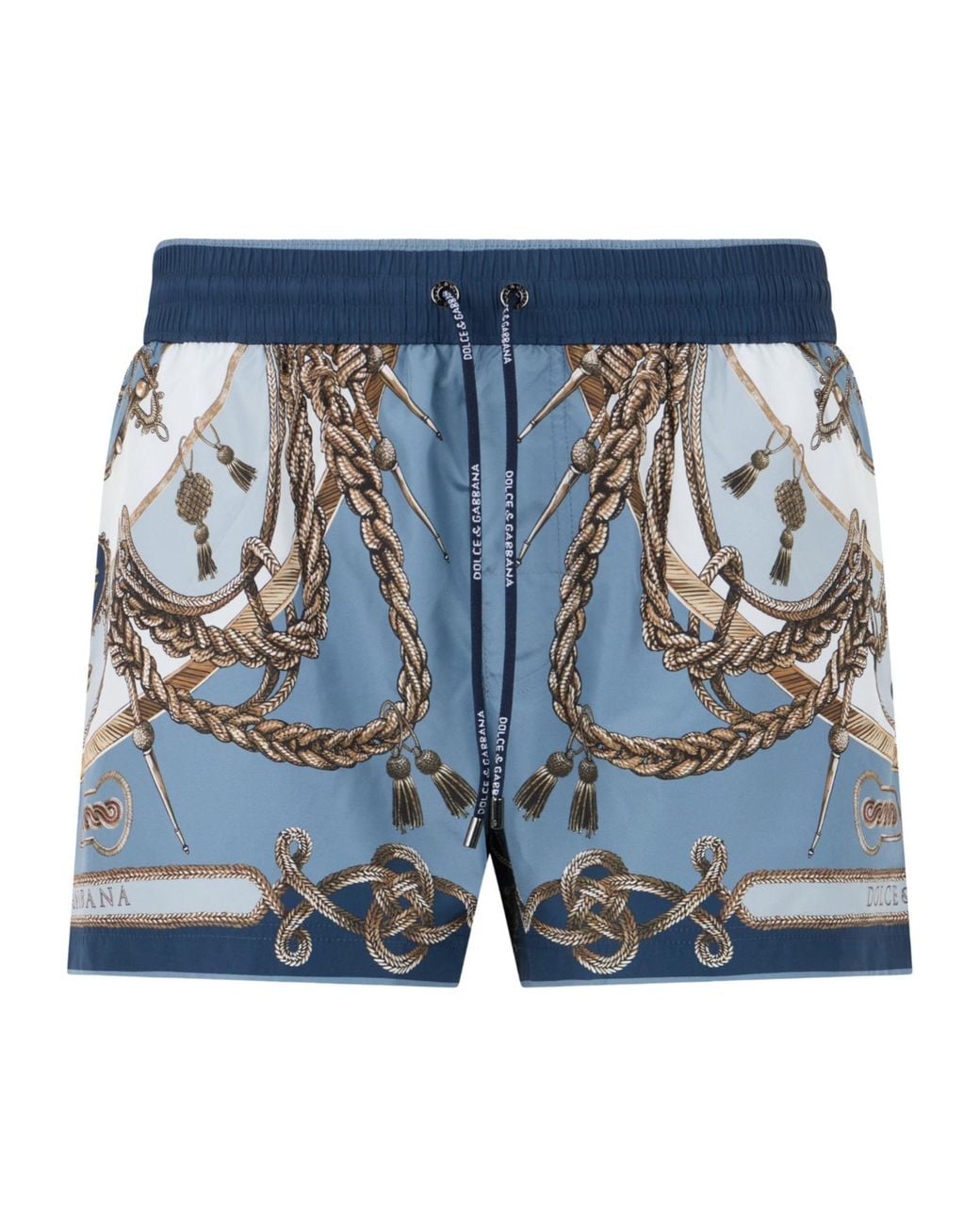 Dolce & Gabbana Blue Graphic-Print Swim Shorts for men