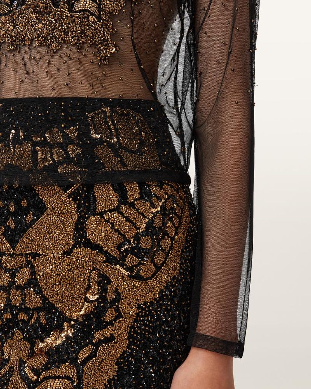 AllSaints Black Greta Butterfly Embellished Top