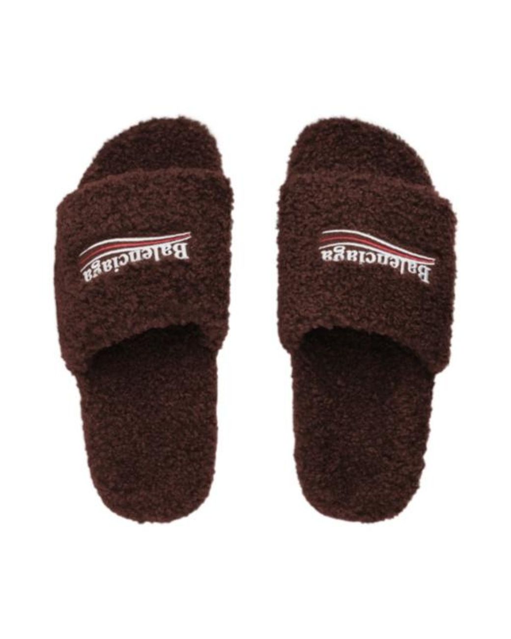 Balenciaga Brown Furry Slide Sandals for men