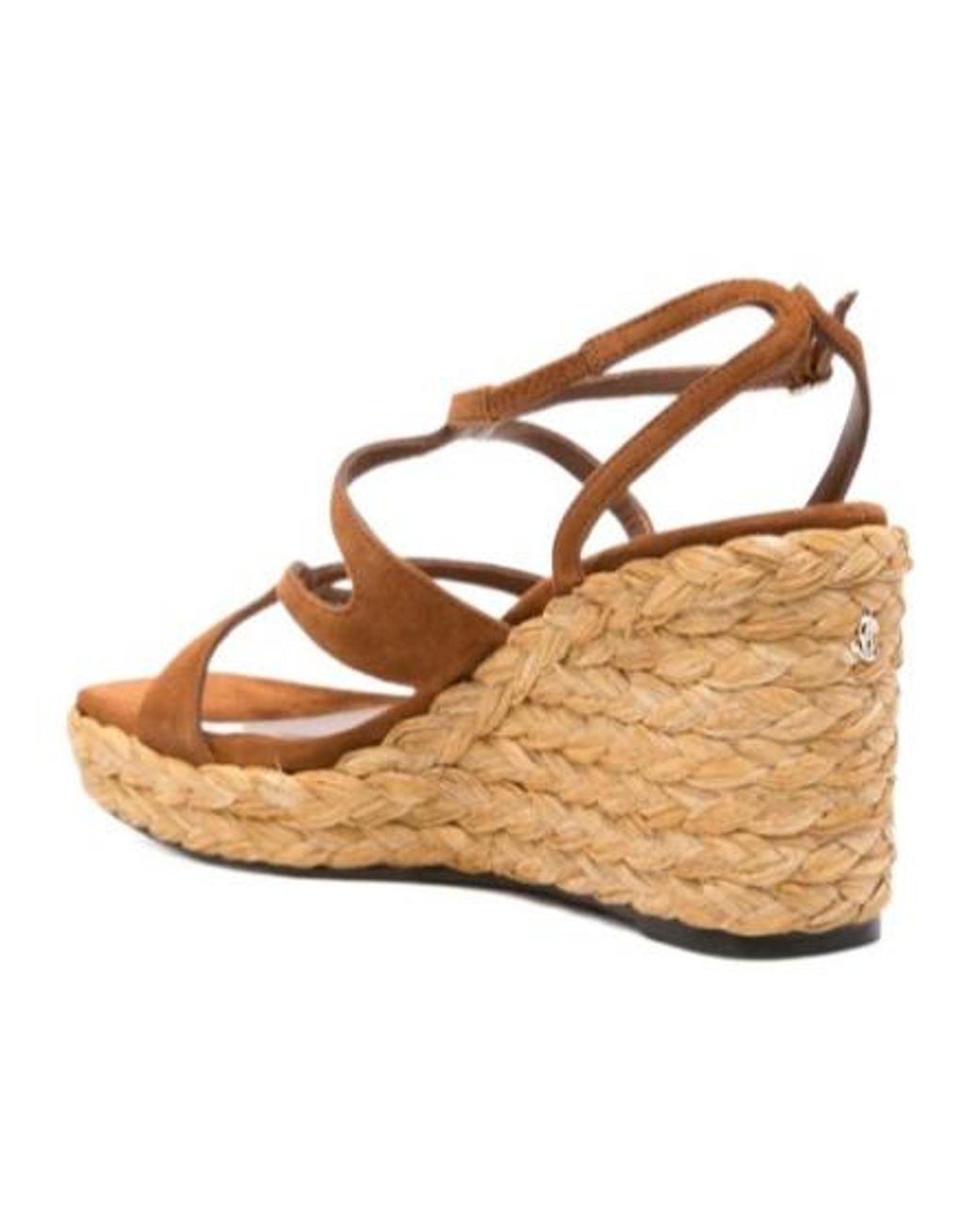 Jimmy Choo Brown Woven Wedge Platform Sandals