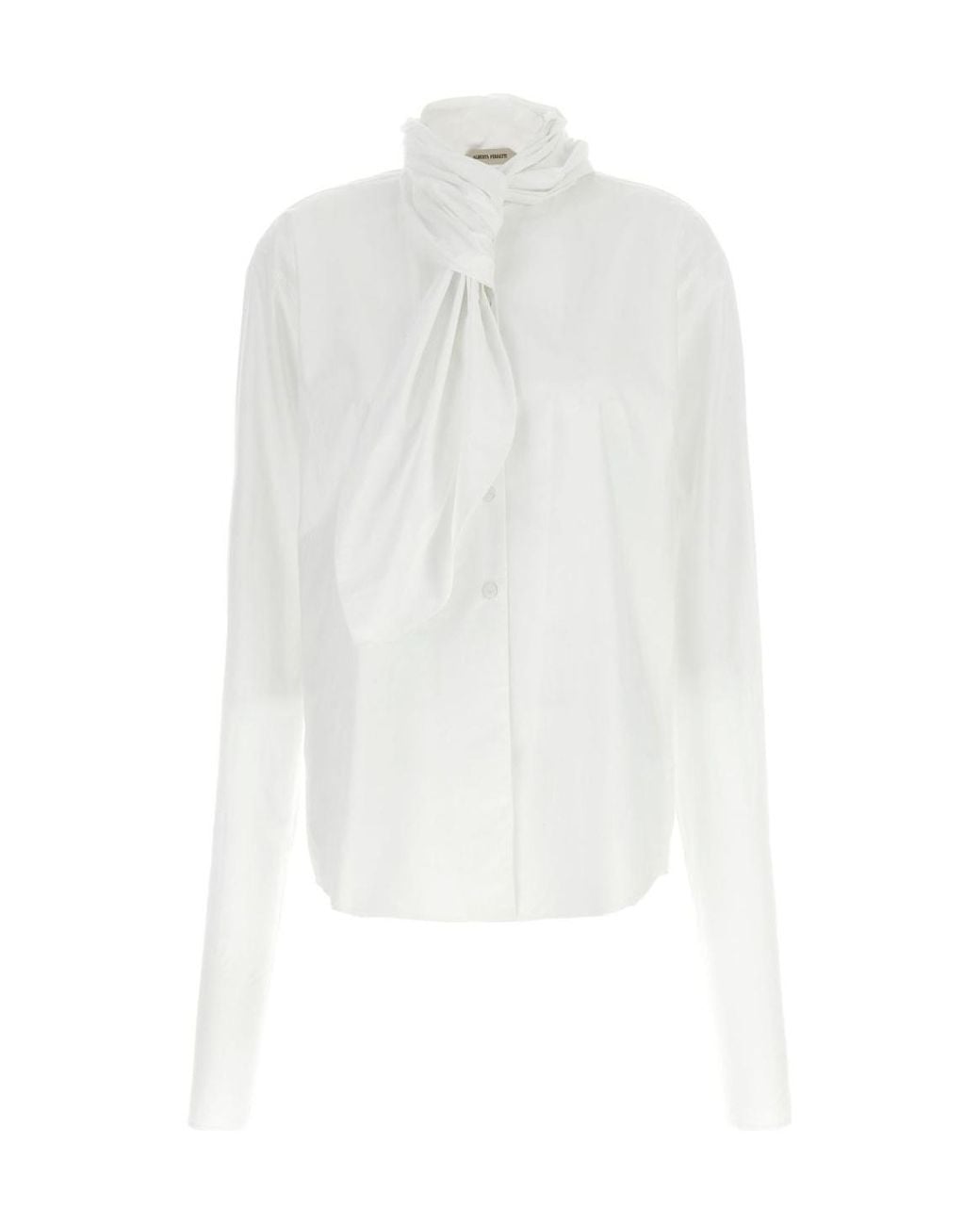 Alberta Ferretti White Lavallière Collar Shirt