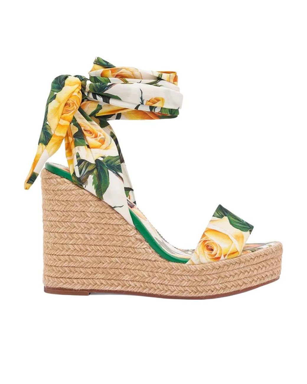 Dolce & Gabbana Metallic Floral Printed Ankle Strap Sandals