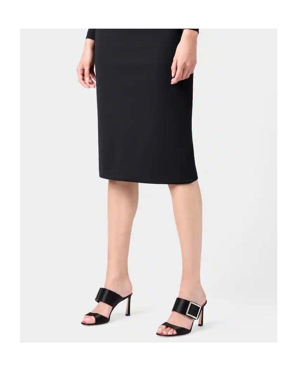 Roger Vivier Black Trompette Satin Mules