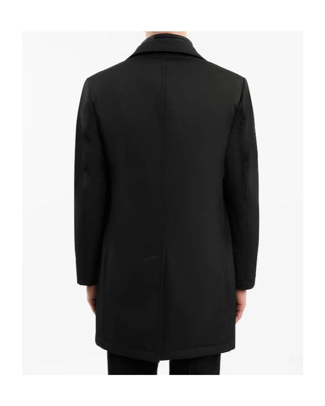 Fay Black Padded Peak Lapel Coat for men