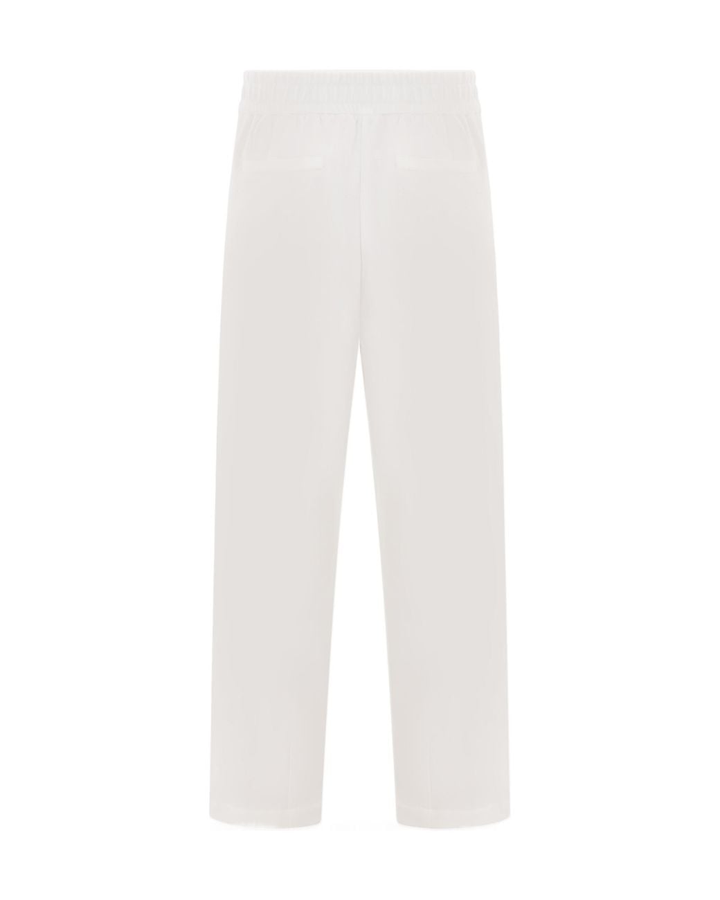 Brunello Cucinelli White Drawstring Straight-Leg Trousers