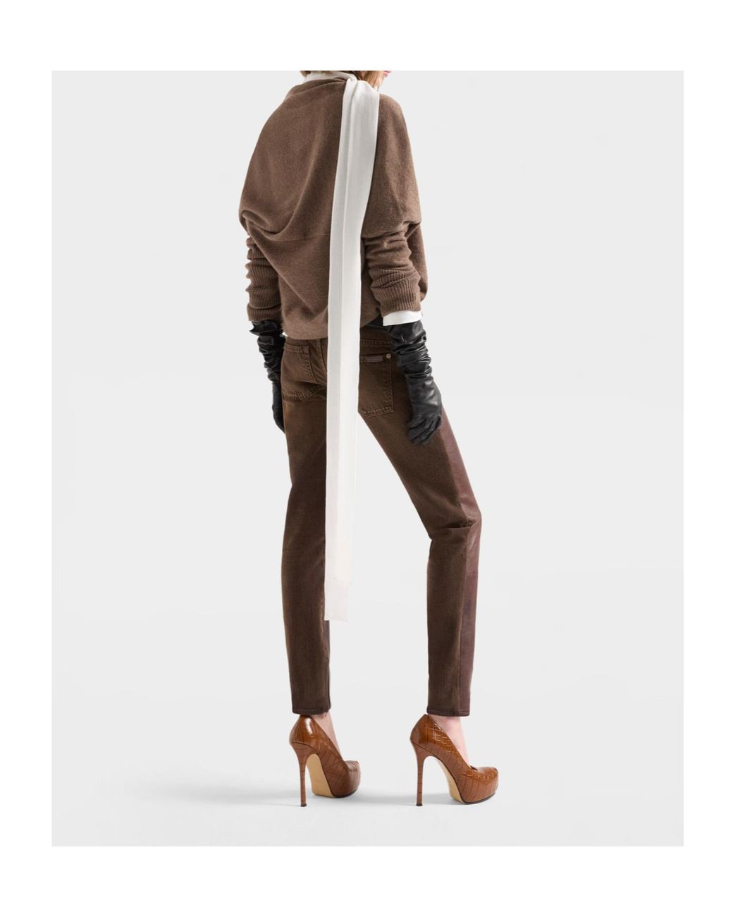 7 For All Mankind Brown Wrap V-Neck Sweater