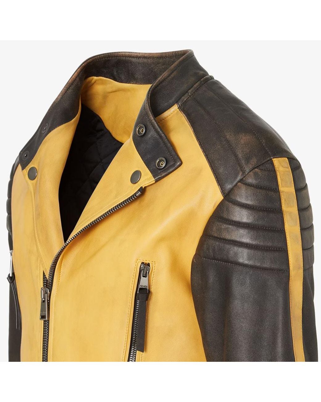Fendi Yellow And Nappa Leather Jacket for men
