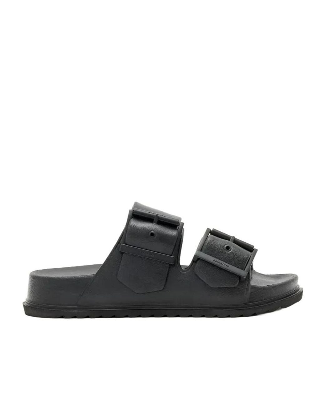 AllSaints Black Double-Buckle Sandals