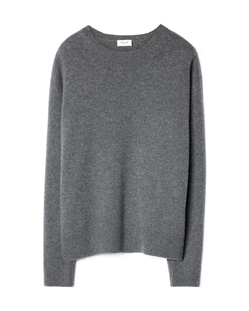 Céline Gray Classic Elbow-Patch Crewneck