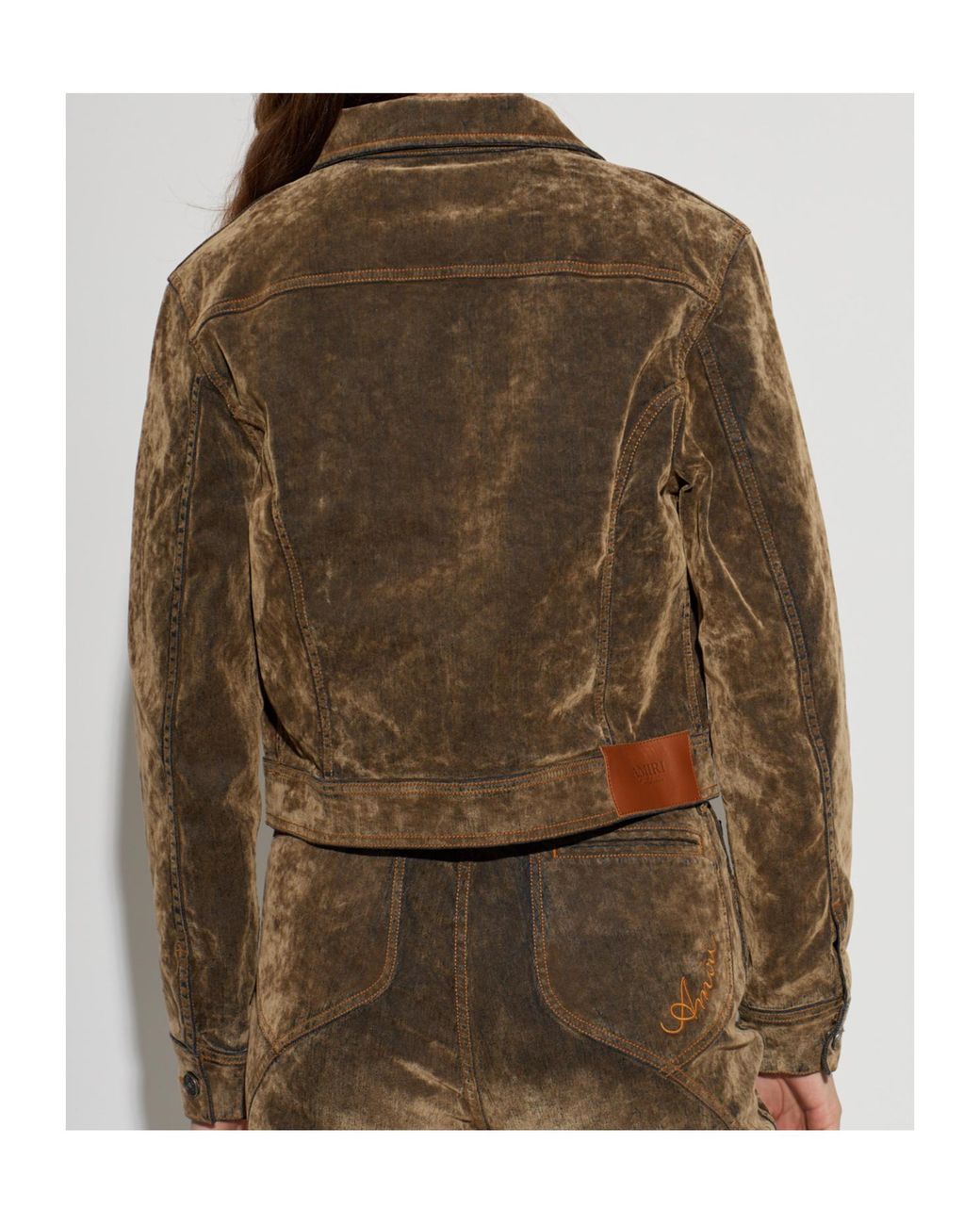 Amiri Brown Vintage Wash Logo Denim Jacket