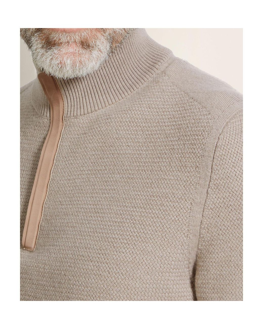 Zegna Gray Light Taupe Vellus Aureum Zip Mock Neck for men