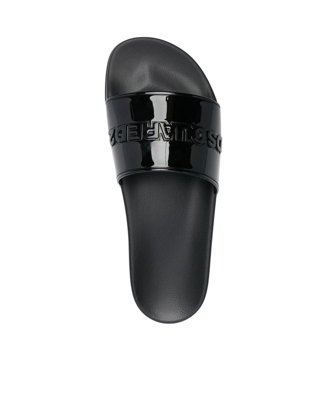 DSquared² Black Logo Embossed Slides for men