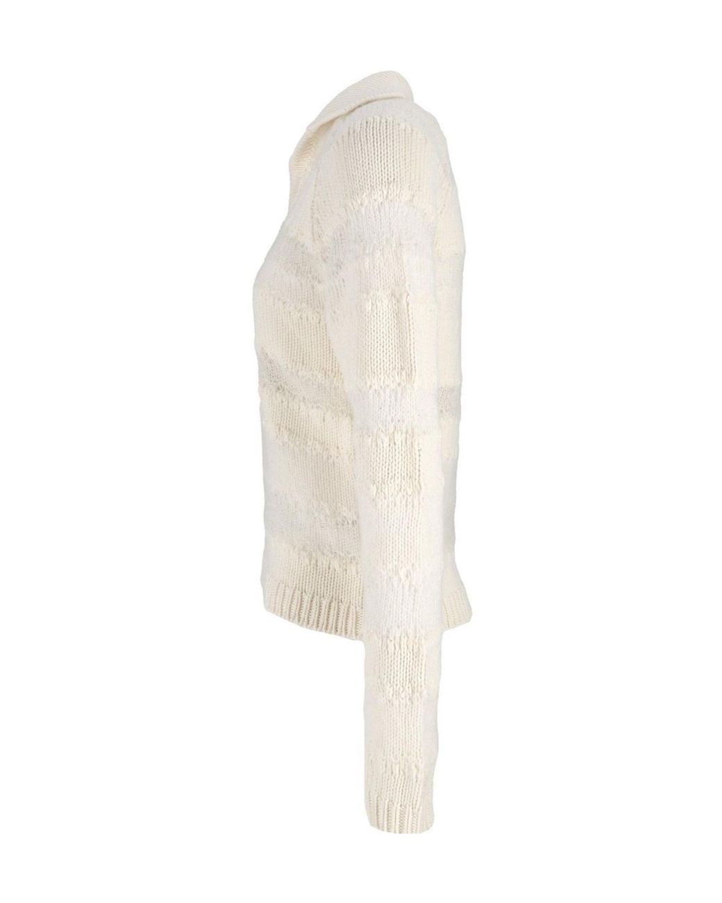 Fabiana Filippi White Micro-Sequin Embellished Striped Jumper