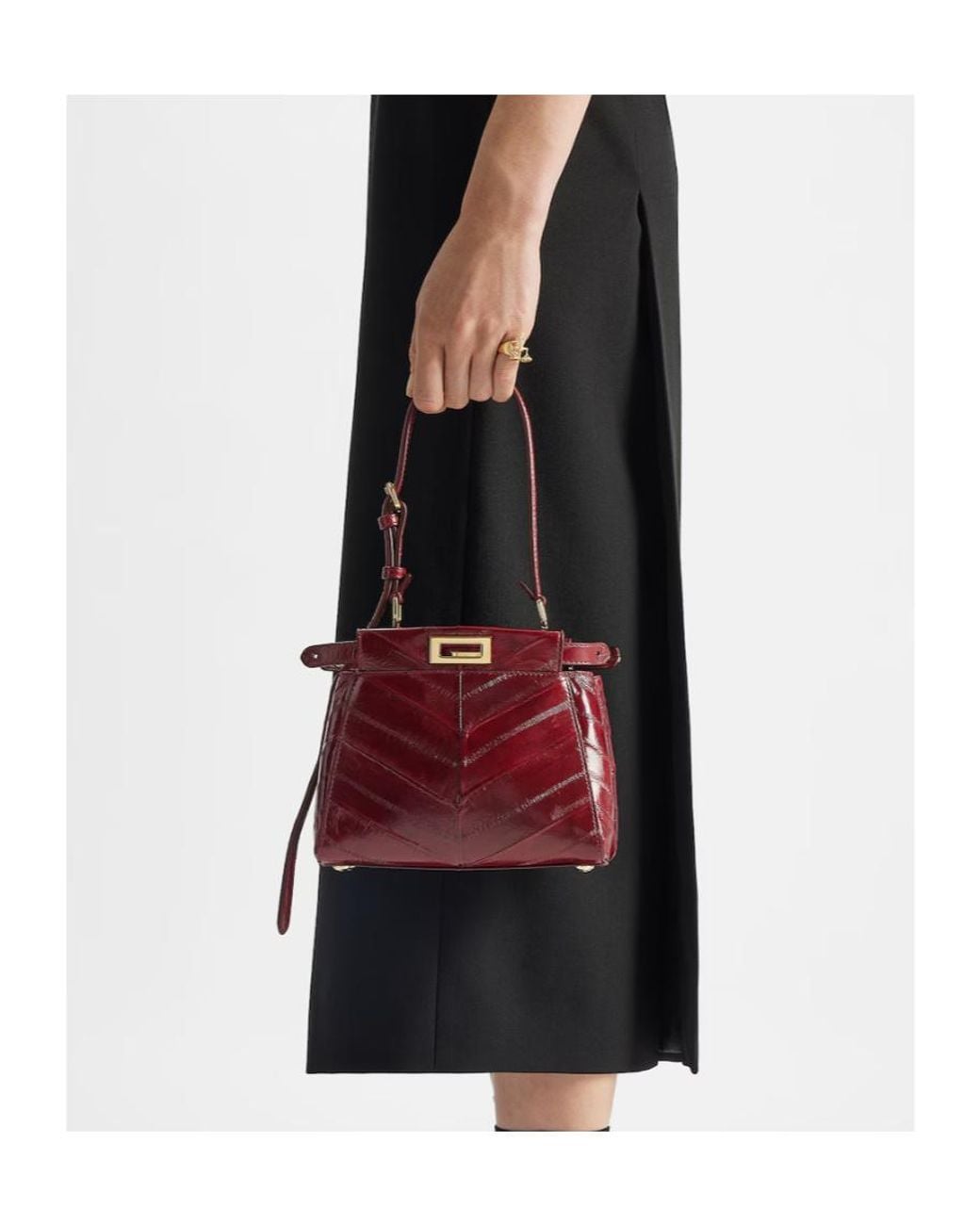 Fendi Red Burgundy Inlaid Hagfish Leather Bag