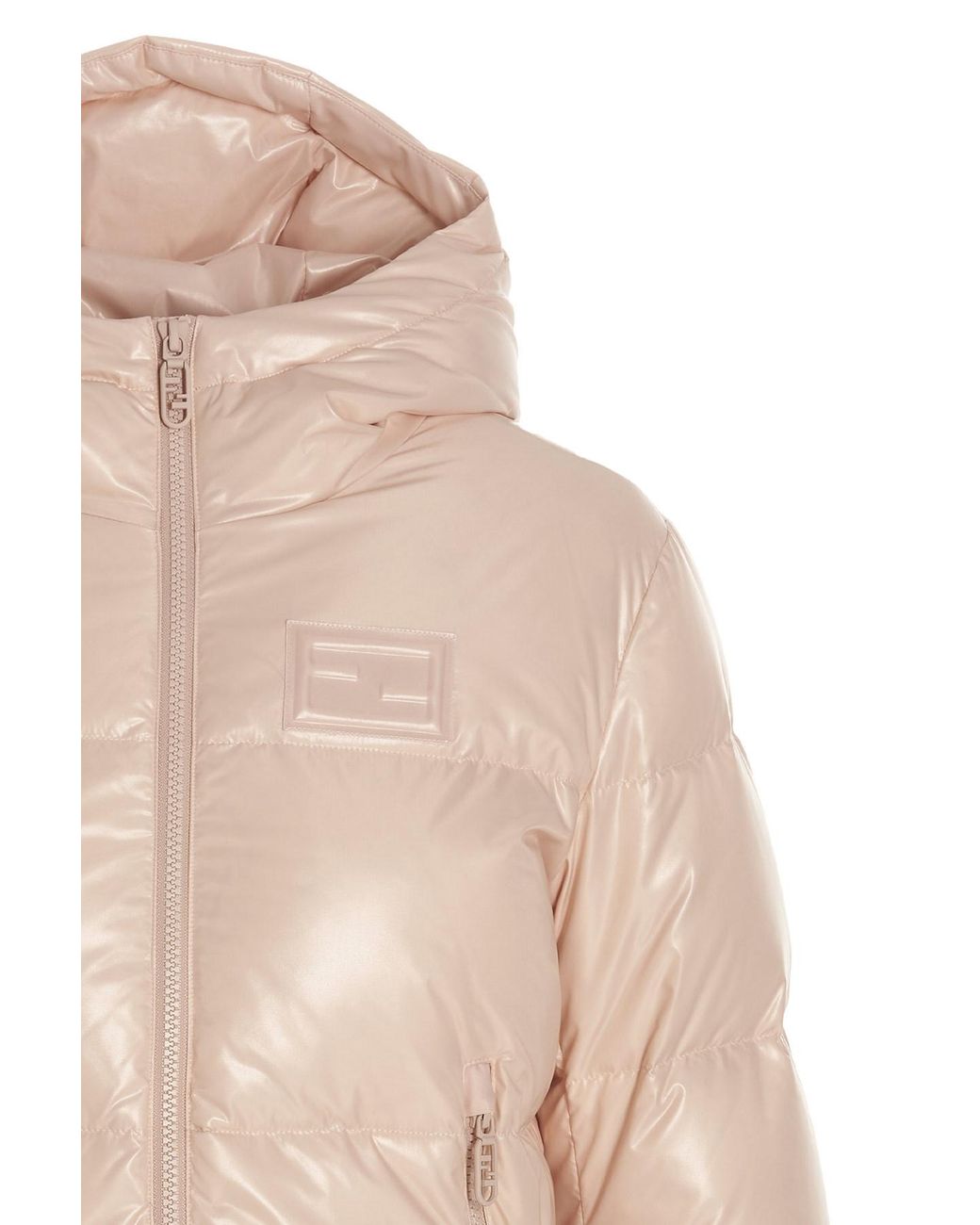 Fendi Pink Cropped Zip-Up Padded Jacket