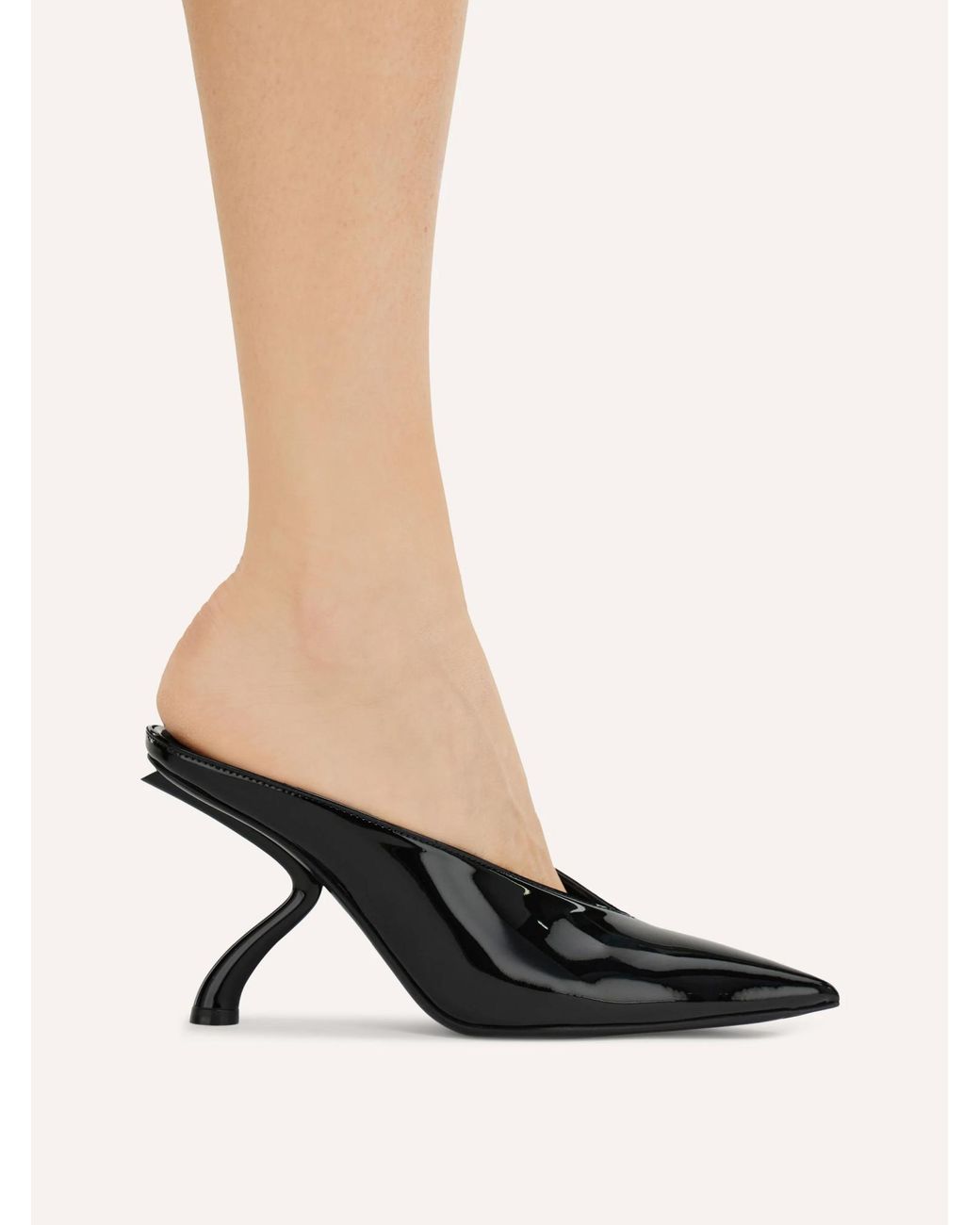 Ferragamo Black S-Shaped Heel Mule