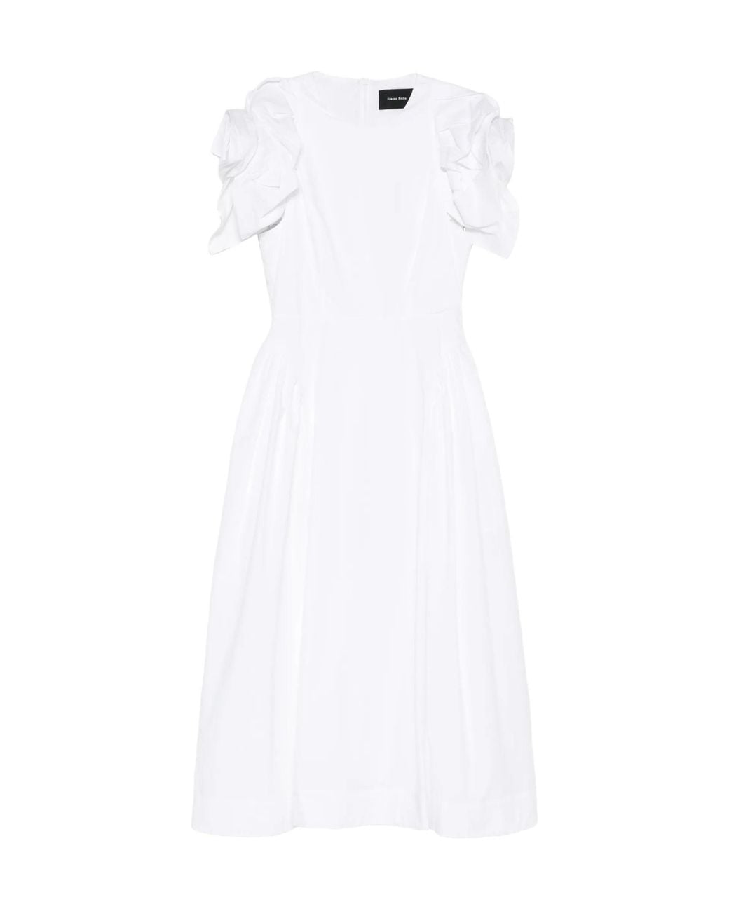 Simone Rocha White Rose Puff Sleeve Hip Dress