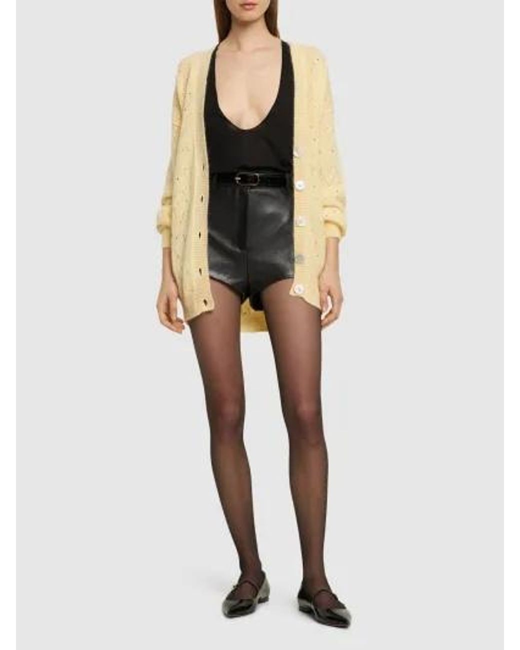 Alessandra Rich Natural Crystal Decorated Knitted Cardigan