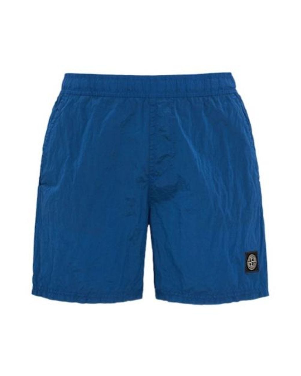 Stone Island Blue Logo Nylon Shorts for men