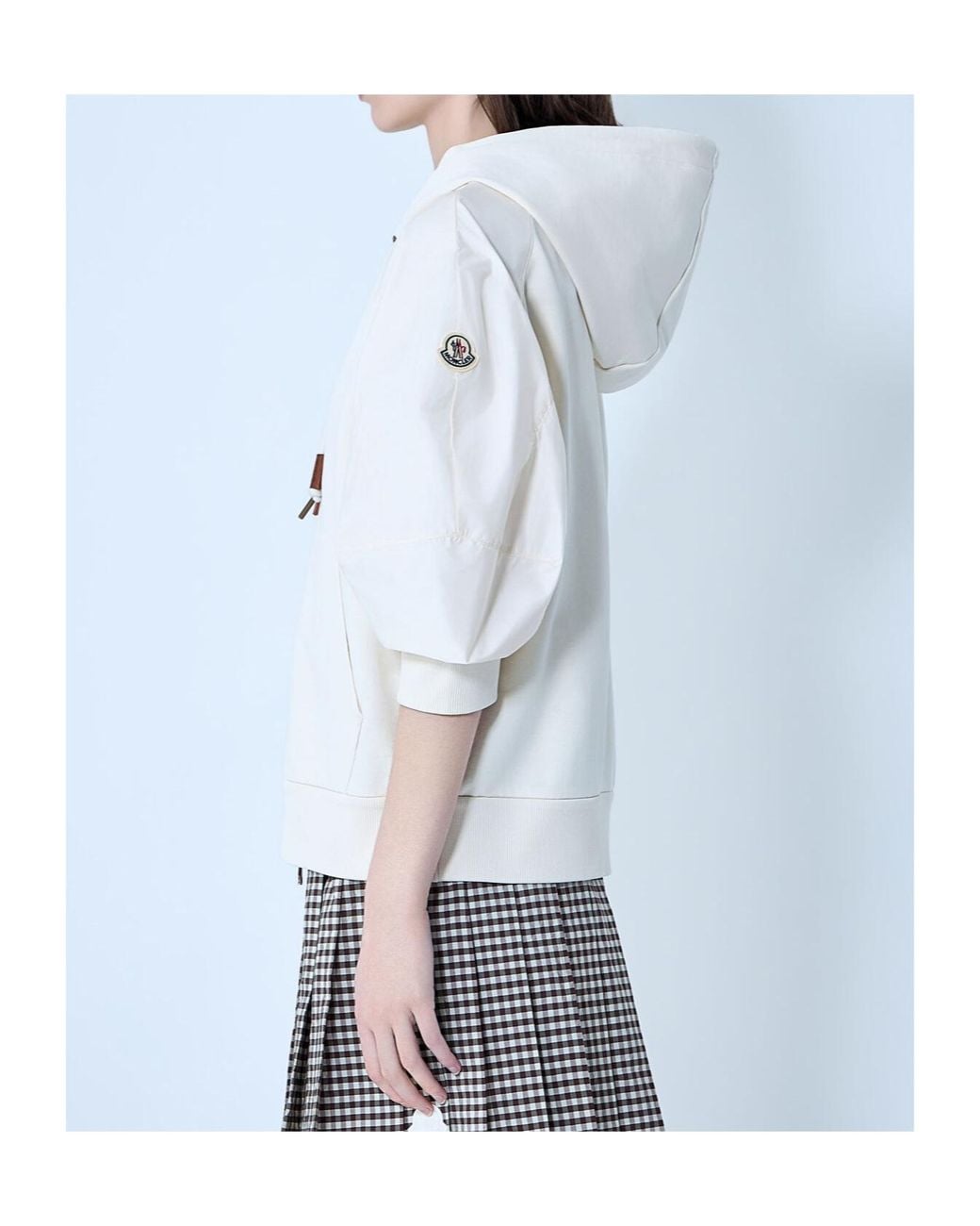 Moncler Natural Puff-Sleeved Zip-Up Hoodie
