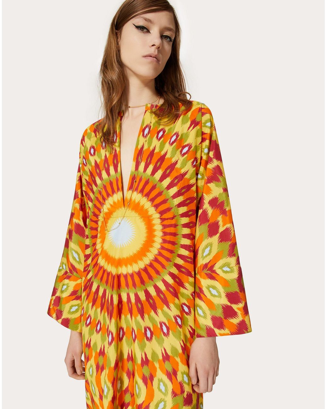 Valentino Orange Round Rain Printed Dress