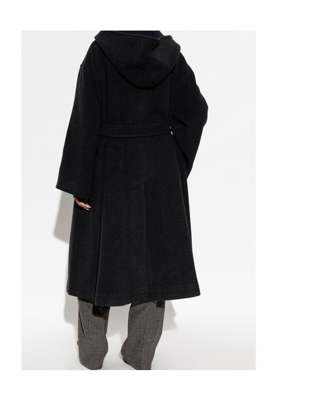 Etro Black Hooded Belted Coat
