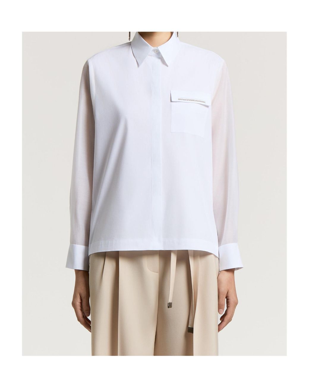 Peserico White Bead-Embellished Long-Sleeved Shirt