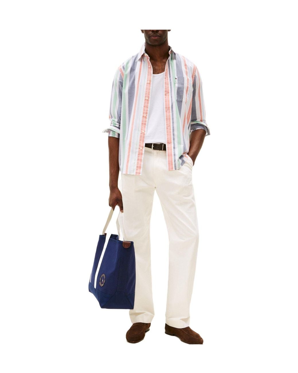 Tommy Hilfiger Blue Stripe Long-Sleeve Patterned Shirt for men