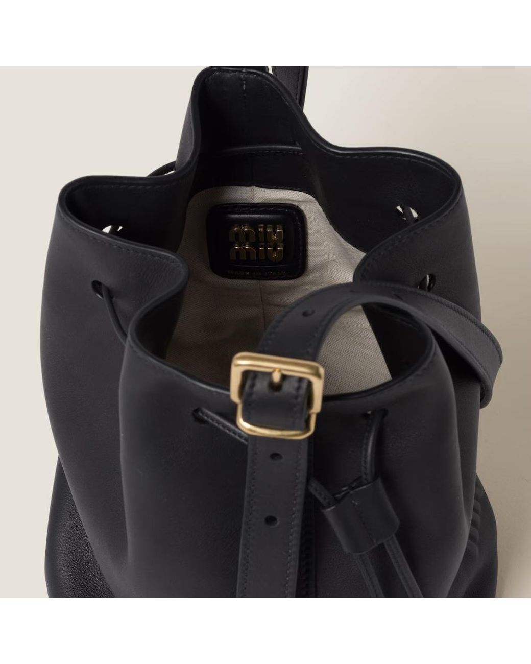Miu Miu Black Leather Bucket Bag