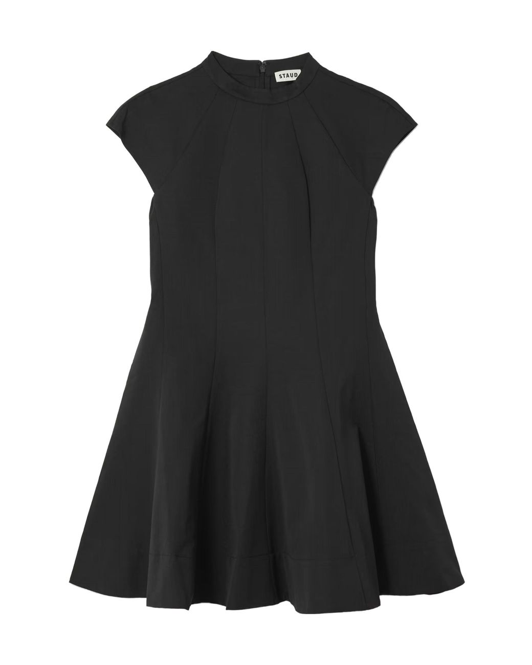 Staud Black Ellie Paneled Cotton-Blend Faille Mini Dress