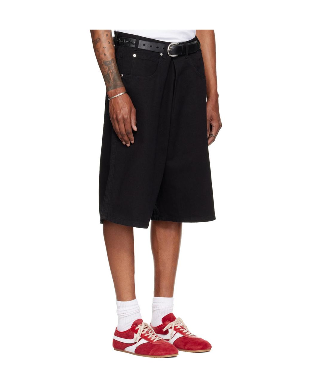 Lu'u Dan Black Kriss Kross Belt Loop Denim Shorts for men