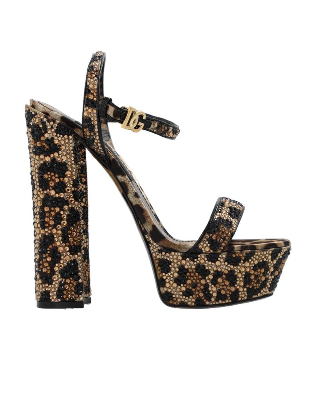 Dolce & Gabbana White Leo-Studded Platform Sandals