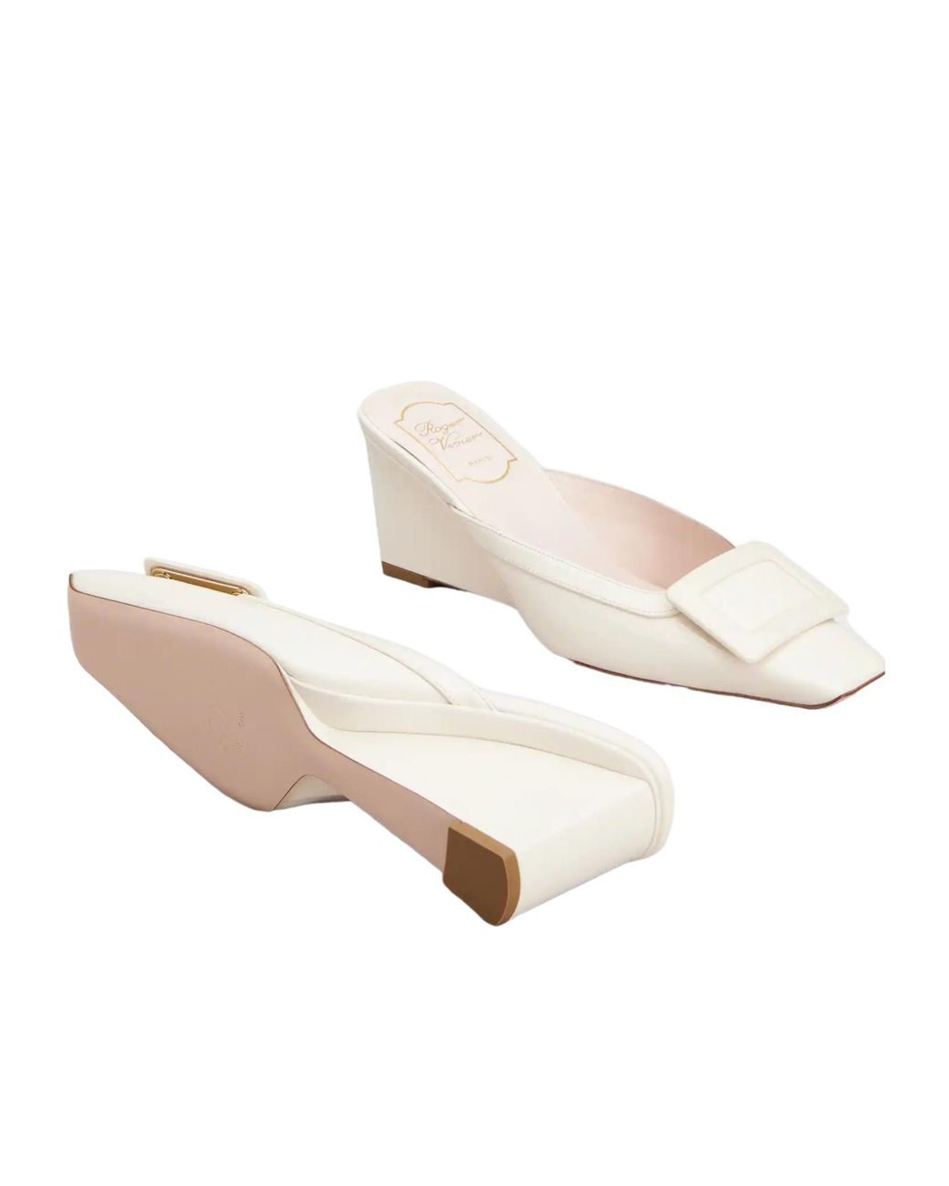 Roger Vivier Natural Belle Vivier Wedge Mules