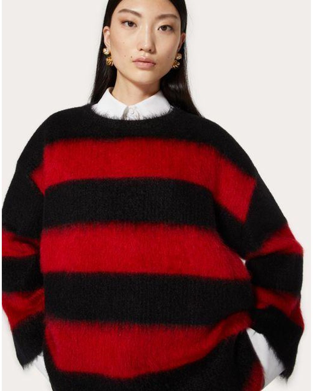 Valentino Red Striped Crewneck Jumper