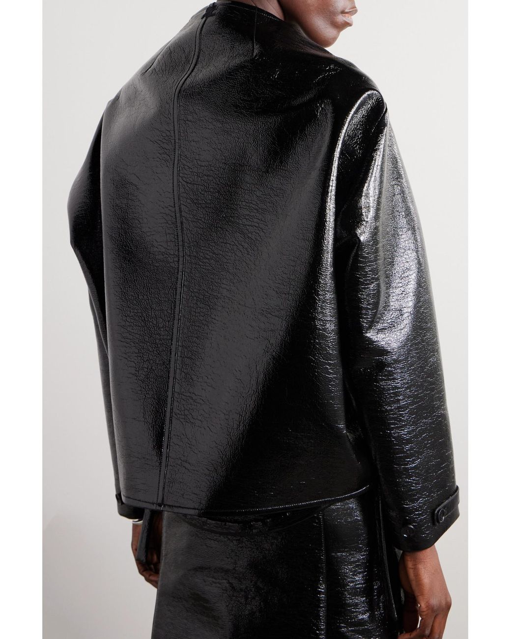 Courreges Black Cocoon Convertible Coated Cotton-Blend Jacket