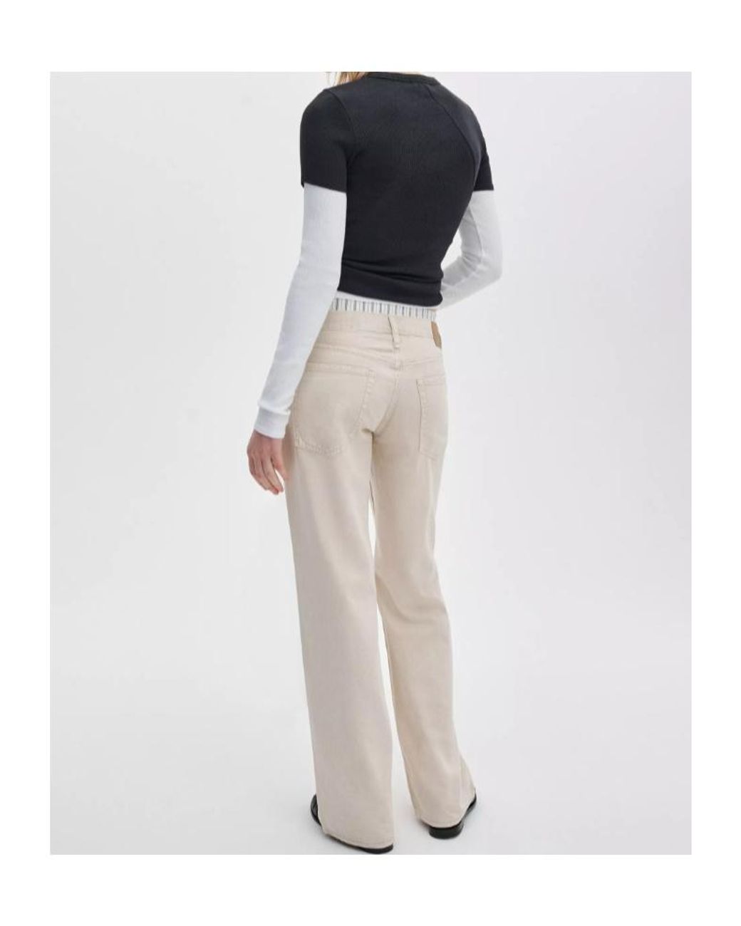 Rag & Bone White Drawstring Waist Straight Jeans