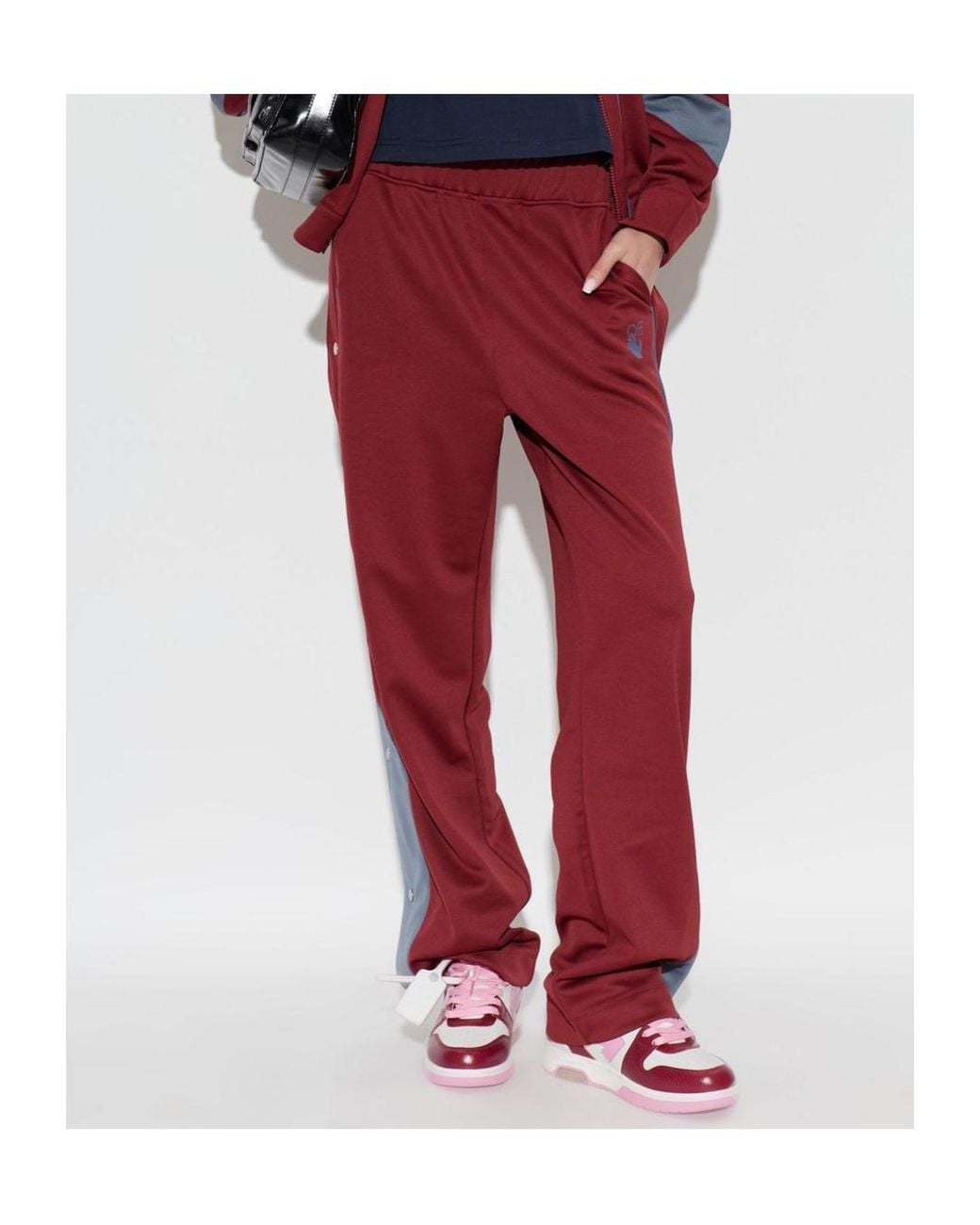 Off-White c/o Virgil Abloh Red Logo Printed Straight Leg Pants