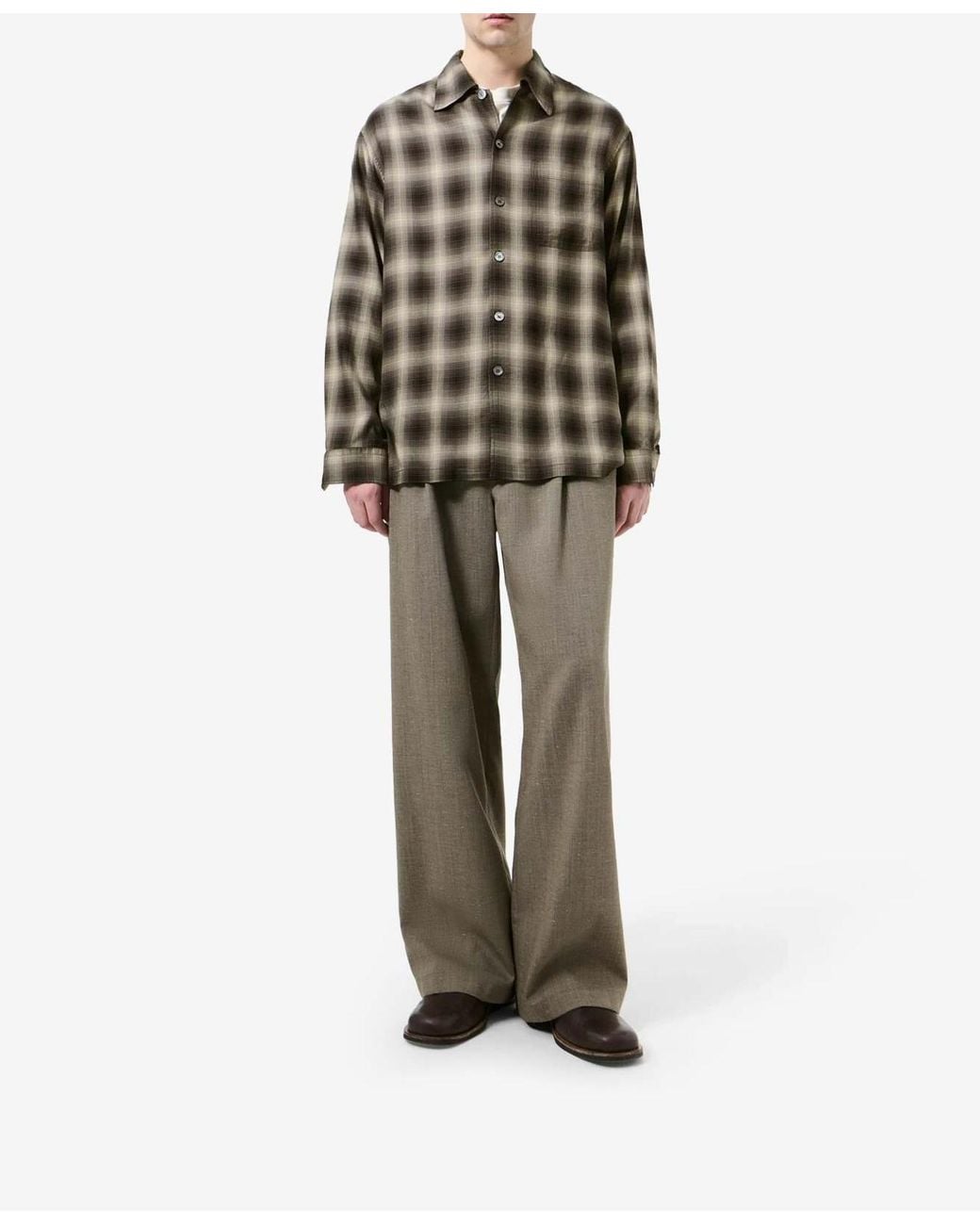 Our Legacy Gray Every Check-Pattern Button-Down Shirt for men